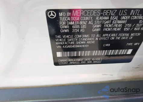 1998 Mercedes-Benz Ml 320 Classic из США, поврежденный, VIN 4JGAB54E8WA010131